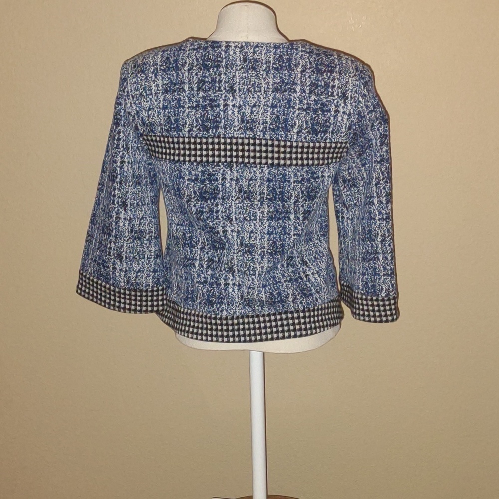 CAbi Club Cobalt/Black/White Tweed Jacket Style # 5294 Size XS - Picture 3 of 8